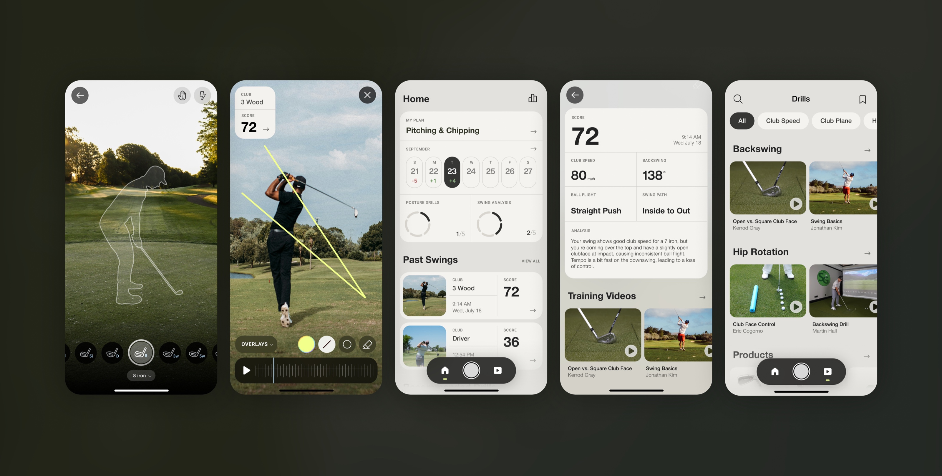 Totality Golf running on a phone resting on a mirror in grass and daisies