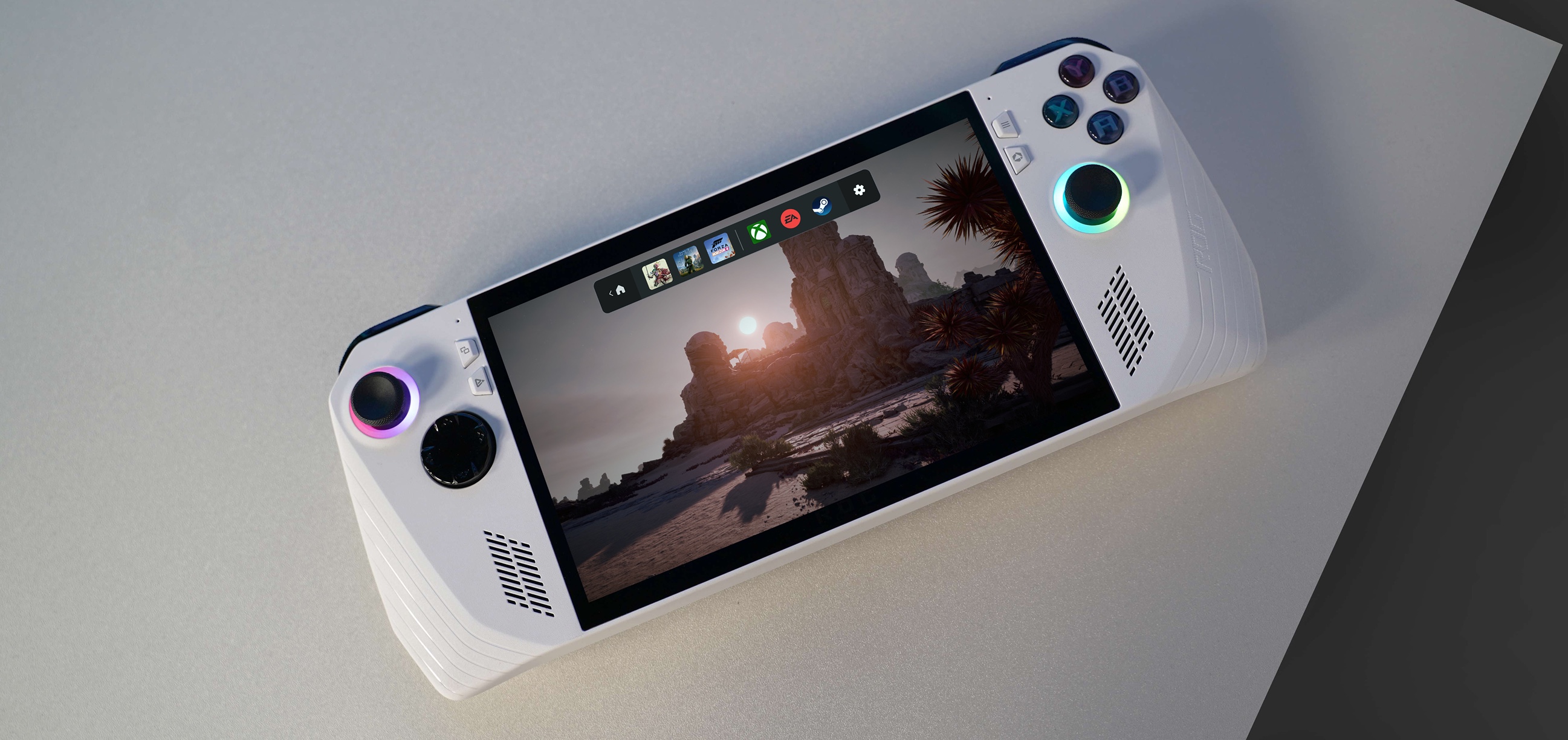 A Windows handheld gaming device running a game